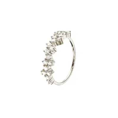 Lily & Roo Silver Diamond Style Cluster Ring In Metallic
