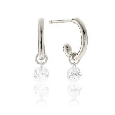 Lily & Roo Silver Diamond Style Drop Earrings