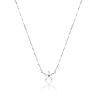 Lily & Roo Silver Diamond Style Flower Necklace
