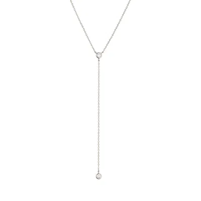 Lily & Roo Silver Diamond Style Lariat Necklace