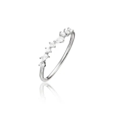 Lily & Roo Silver Diamond Style Mixed Cluster Ring