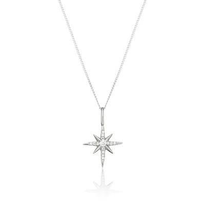 Lily & Roo Silver Diamond Style North Star Necklace In Transparent