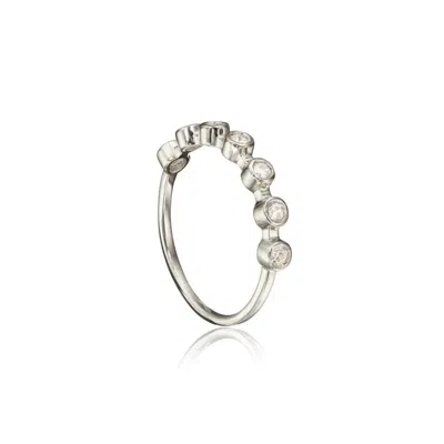 Lily & Roo Silver Diamond Style Round Eternity Ring In Metallic