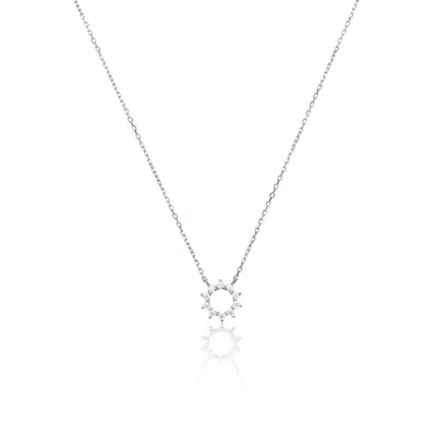 Lily & Roo Silver Diamond Style Sun Necklace