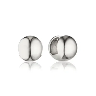 Lily & Roo Silver Dome Ball Huggie Hoop Earrings In Metallic
