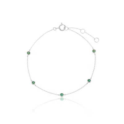 Lily & Roo Silver Five Stone Emerald Bracelet