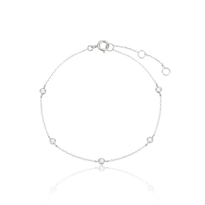 Lily & Roo Silver Five Stone Genuine Diamond Bracelet