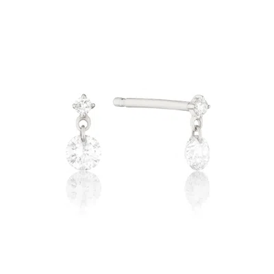 Lily & Roo Silver Floating Diamond Style Drop Stud Earrings