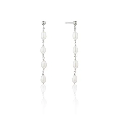 Lily & Roo Silver Four Seed Pearl Drop Earrings In Multi
