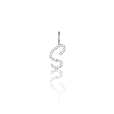 Lily & Roo Silver Individual Diamond Style Curve Initial Charm