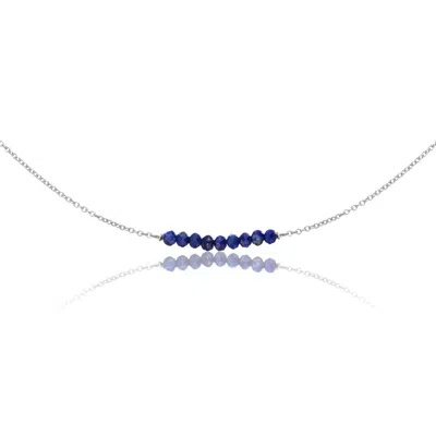Lily & Roo Silver Lapis Gemstone Cluster Choker In Blue