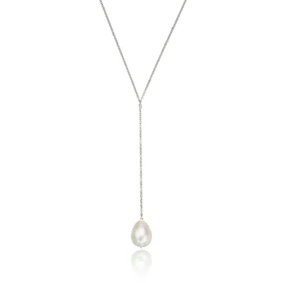 Lily & Roo Silver Large Pearl Lariat Necklace
