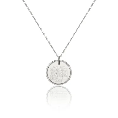 Lily & Roo Silver Large Personalised Calendar Rope Disc Necklace