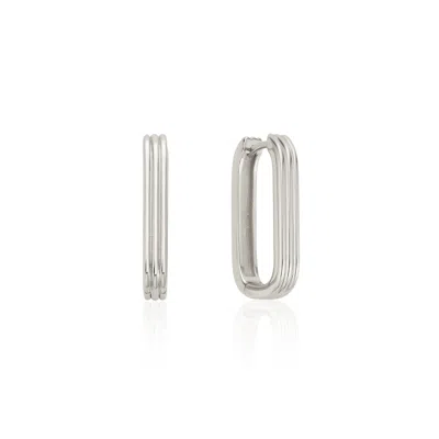 Lily & Roo Silver Large Ribbed Hoop Earrings