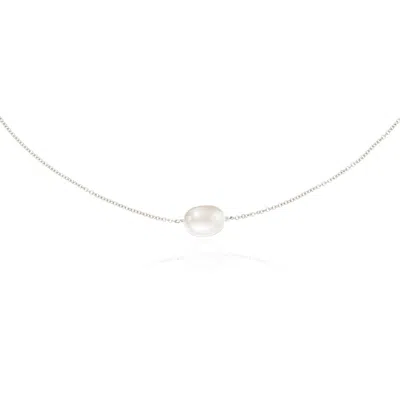 Lily & Roo Silver Large Single Pearl Choker