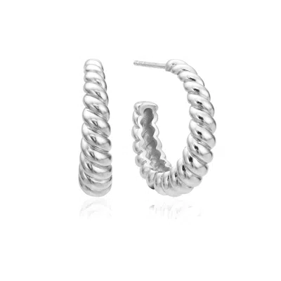 Lily & Roo Silver Large Twisted Rope Hoop Earrings