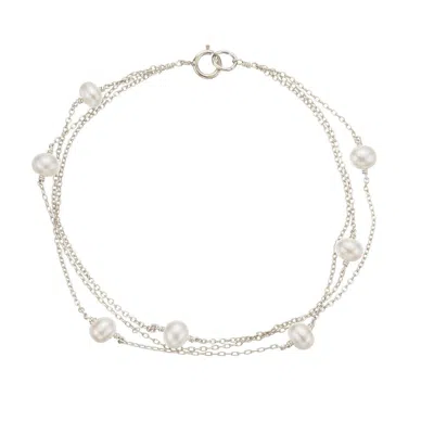 Lily & Roo Silver Layered Pearl Bracelet In Metallic