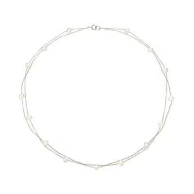 Lily & Roo Silver Layered Pearl Necklace In Metallic