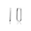 Lily & Roo Silver Long Thin Plain Rectangle Hoop Earrings In Silver