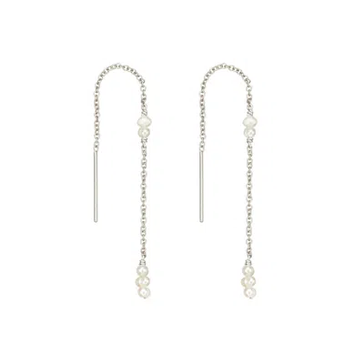 Lily & Roo Silver Mini Pearl Ear Threaders