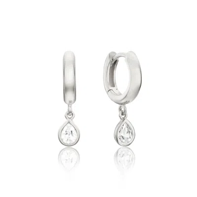 Lily & Roo Silver Mini Teardrop Huggie Hoop Earrings In Metallic