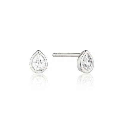Lily & Roo Silver Mini Teardrop Stud Earrings In Metallic