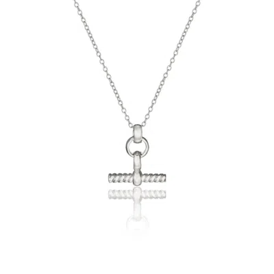 Lily & Roo Silver Mini Twisted T-bar Necklace In Gray
