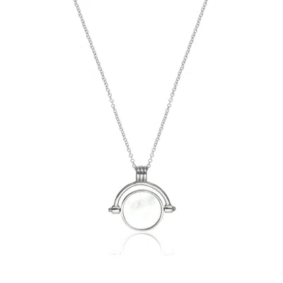 Lily & Roo Silver Mother Of Pearl Spinning Disc Necklace In Gray