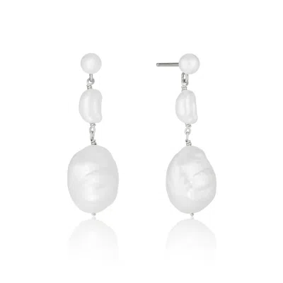 Lily & Roo Silver Multi Baroque Pearl Drop Earrings In Transparent