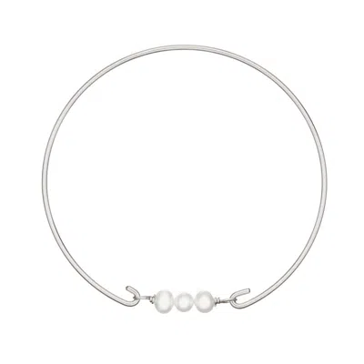 Lily & Roo Silver Pearl Cluster Bangle