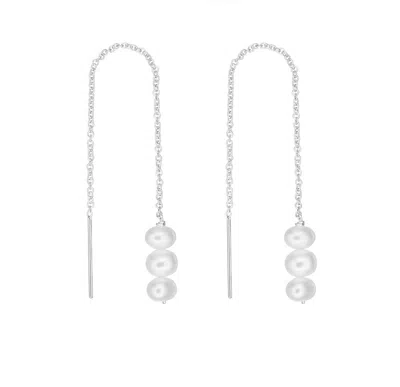 Lily & Roo Silver Pearl Cluster Drop Ear Threaders