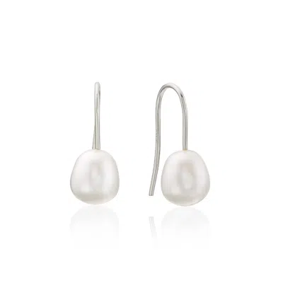 Lily & Roo Silver Pearl Drop Hook Earrings