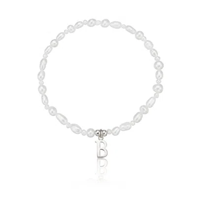 Lily & Roo Silver Pearl Initial Letter Bracelet