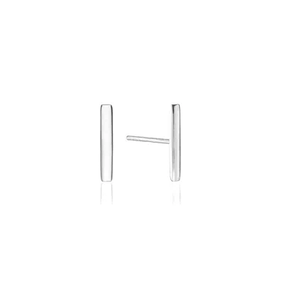 LILY & ROO SILVER PLAIN BAR STUD EARRINGS