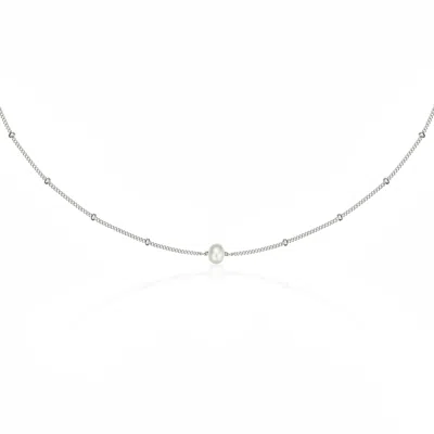Lily & Roo Silver Satellite Single Pearl Choker