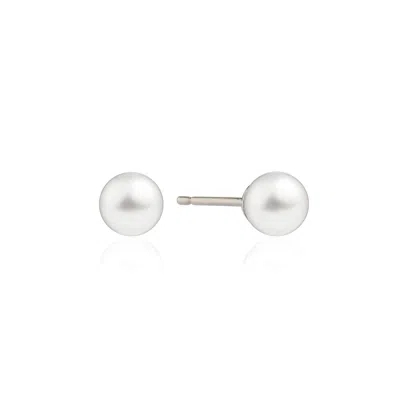 Lily & Roo Silver Single Pearl Stud Earrings