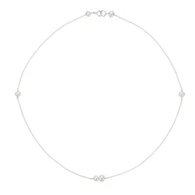 Lily & Roo Silver Six Pearl Choker In Metallic