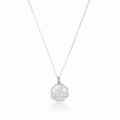 Lily & Roo Silver Small Octagonal St Christopher Necklace