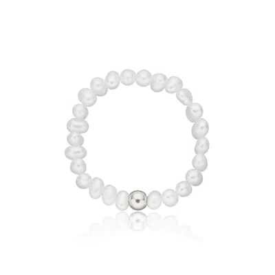 Lily & Roo Silver Small Pearl Beaded Ring