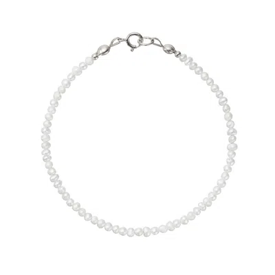 Lily & Roo Silver Small Pearl Bracelet In White