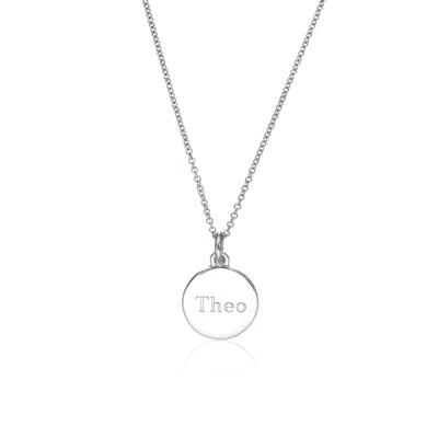 Lily & Roo Silver Small Round Engraved Disc Necklace
