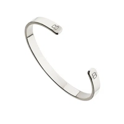 Lily & Roo Silver Thick Engraved Bangle In Metallic