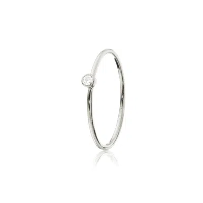 LILY & ROO SILVER THIN DIAMOND STYLE STACKING RING