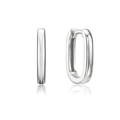 Lily & Roo Silver Thin Plain Rectangle Hoop Earrings