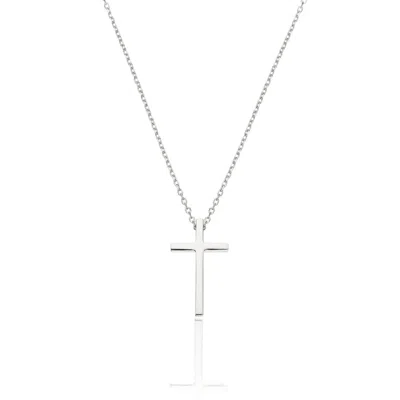 Lily & Roo Silver Thread-through Cross Necklace In Nude