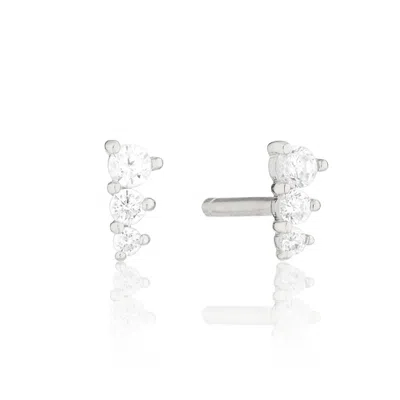 Lily & Roo Silver Three Diamond Style Graduated Stud Earrings