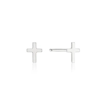 Lily & Roo Silver Tiny Cross Stud Earrings