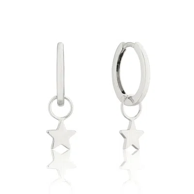 Lily & Roo Silver Tiny Star Hoop Earrings