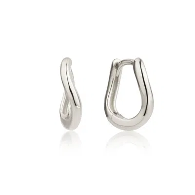 Lily & Roo Silver Wave Huggie Hoop Earrings