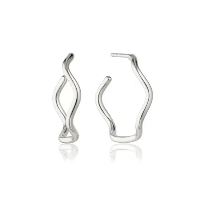 Lily & Roo Silver Wavy Curve Hoop Earrings In Gray